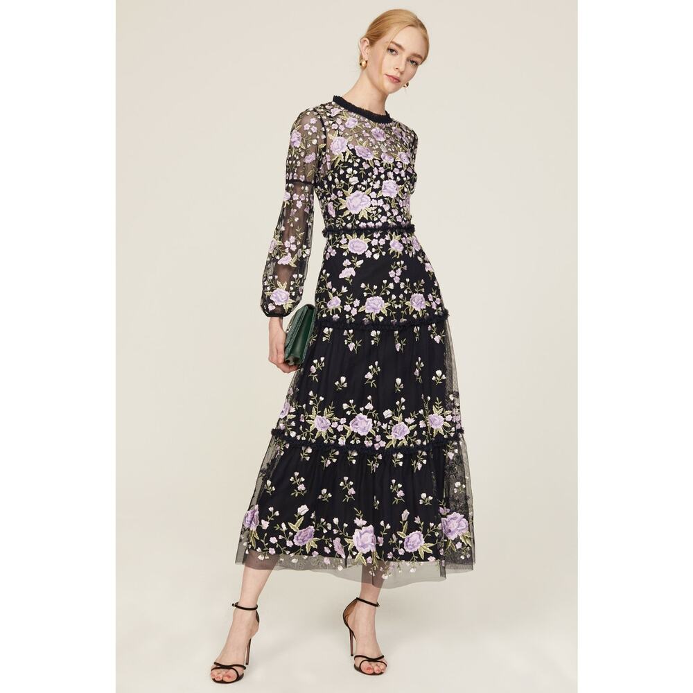 Ieena for Mac Duggal Embroidered Tiered Dress - Sz 8